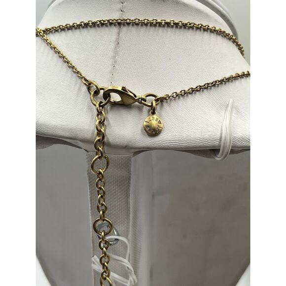 J. Crew Crystal Emblem Cluster Pendant Long Gold Tone Chain Necklace - Picture 6 of 9
